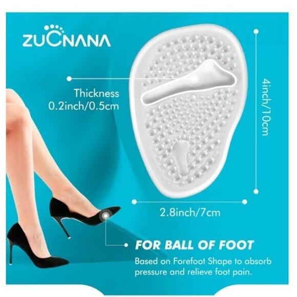 Ball of Foot Cushions (2 Pairs Gel Shoe Inserts), Heel Inserts for Women, Non Sl - Picture 4 of 6